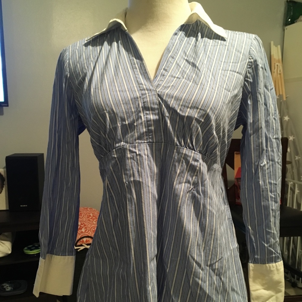 Blue Striped Motherhood Maternity Blouse